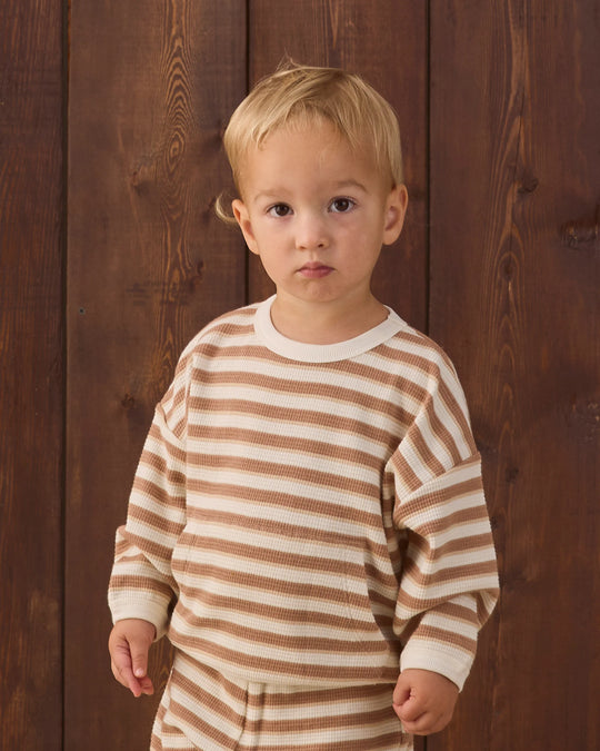 Quincy Mae - Spice Stripe Waffle Slouch Set