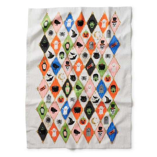 Halloween Argyle Tea Towel