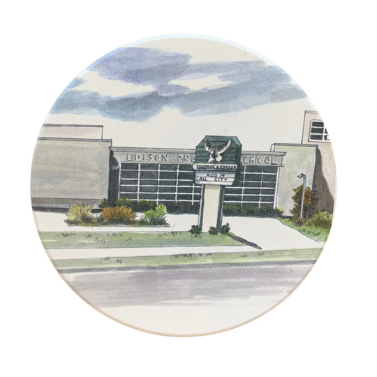 Edison High School coaster featuring classic design – nostalgic Tulsa, Oklahoma school memorabilia