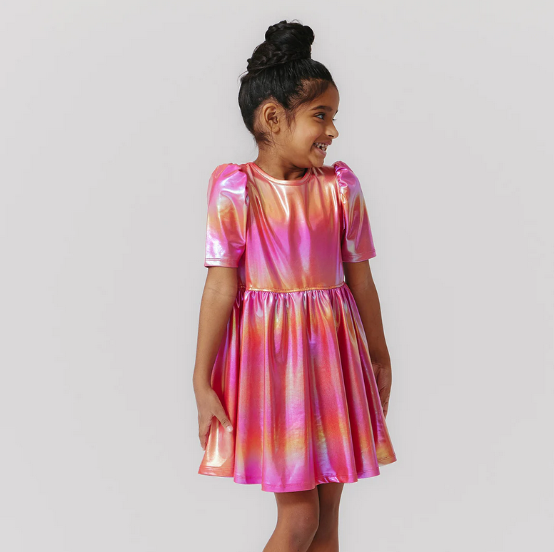 Pink Chicken - Lame Laurie Dress Rainbow Pink Lame / 10Y Pink Chicken - Lame Laurie Dress Rainbow Pink Lame / 10Y