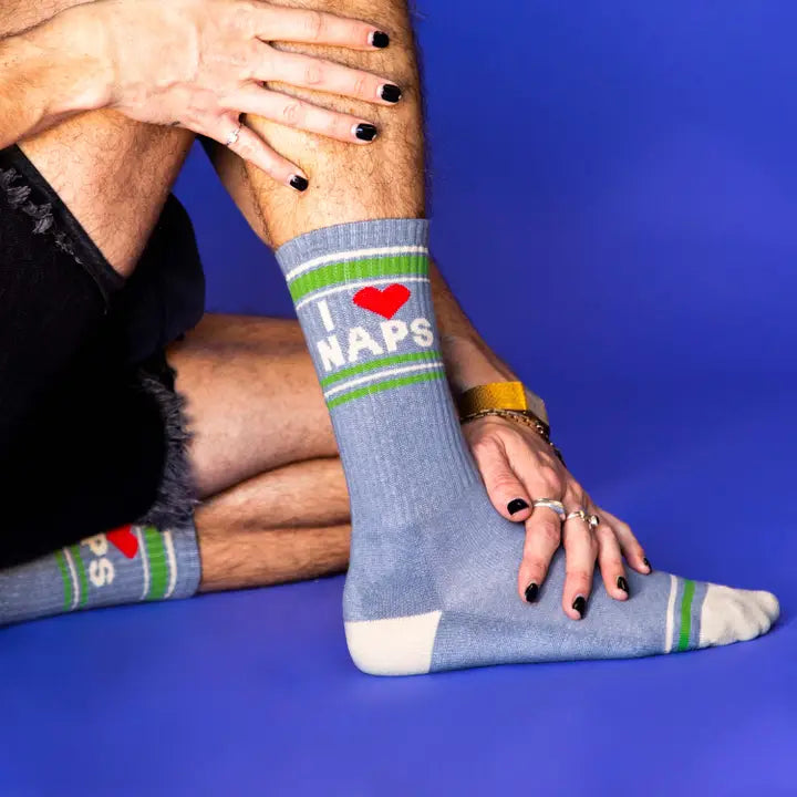 I Heart Naps Gym Crew Socks