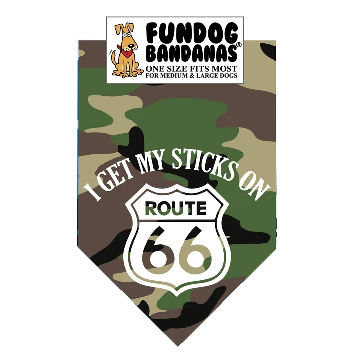 I Get My Sticks On Route 66 Dog Bandana Camo