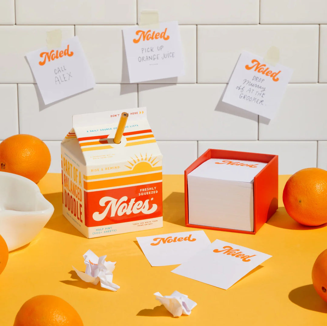 Freshly Squeezed Notes – Orange Juice Carton Notepad