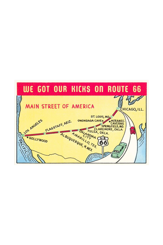 12.5" x 18" Map of Route 66 Art Print