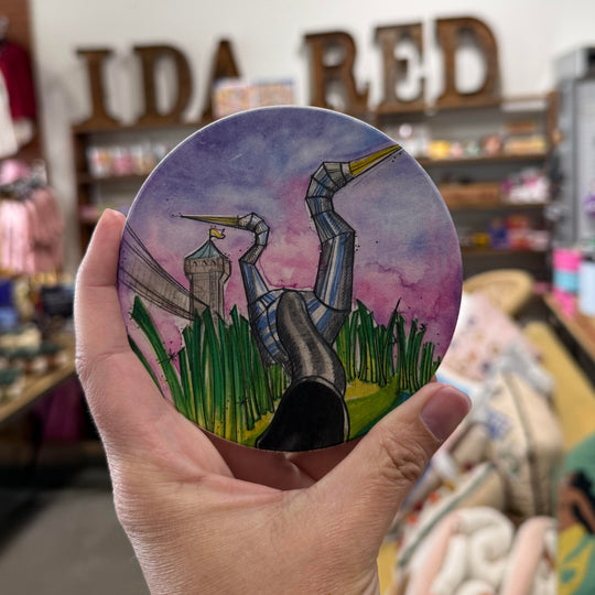 Close-up of the Gathering Place coaster showing detailed hand-drawn illustration and texture of the Waterstone surface