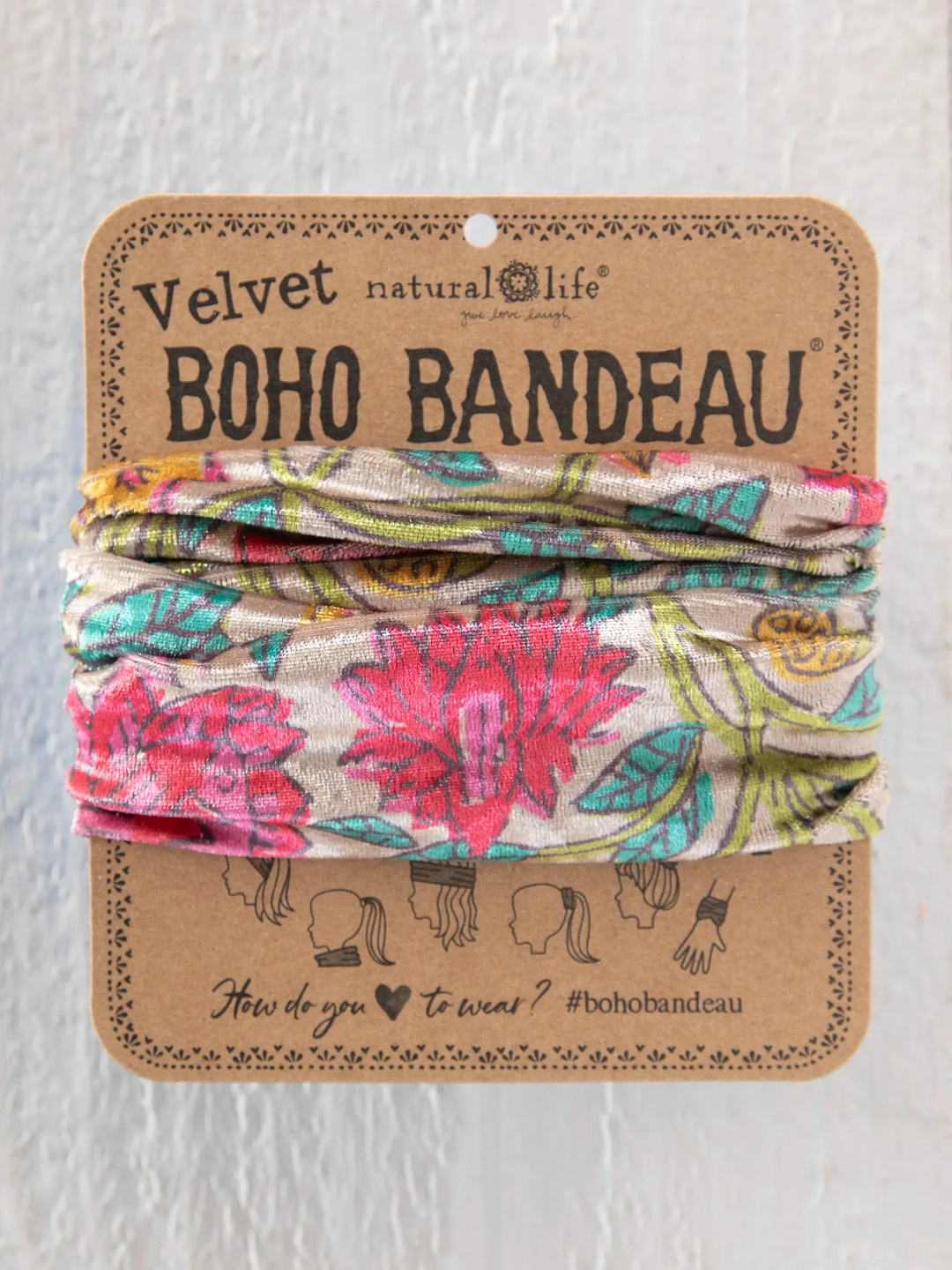 Velvet Bandeau Headband - Multi Lush Zinnias