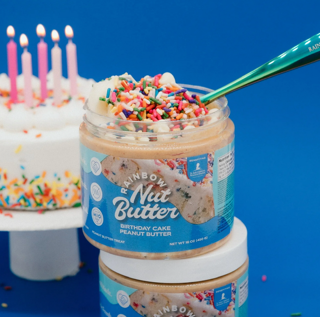 Delicious birthday cupcake flavored peanut butter spread, perfect for snacking or baking