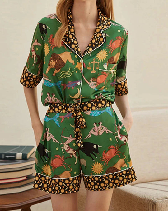 Green Zodiac Two Piece Pajama Set