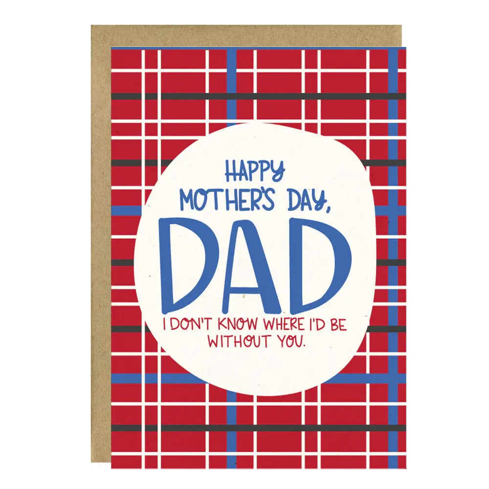 Happy Mother's Day Dad Card Red Plaid