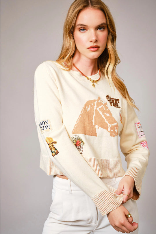 Horse Western Patch Sweater