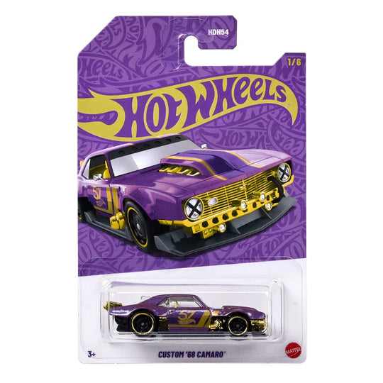 Hot Wheels Pearl & Chrome Custom 1968 Camaro die-cast car in metallic finish