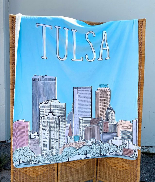 Tulsa Skyline Sherpa Fleece Blanket