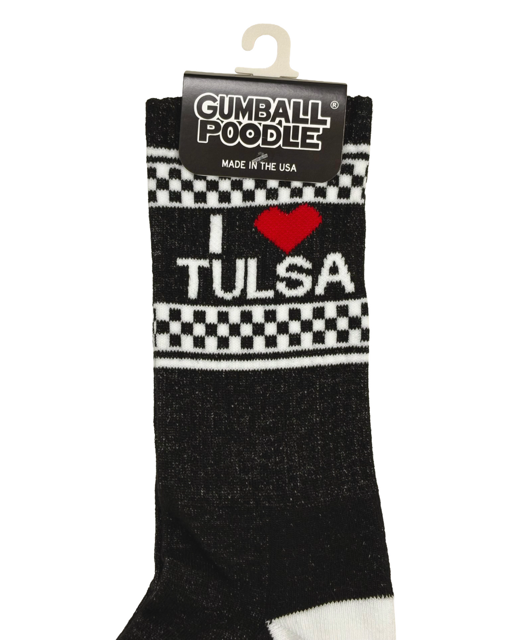 I Heart Tulsa Black Checker Socks