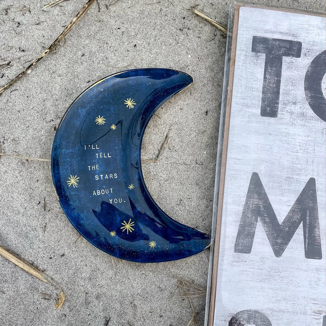 I'll Tell The Stars About You Moon Decoupage Plate