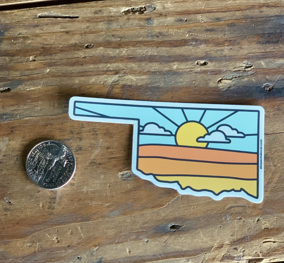 Oklahoma Sunrise State Outline Sticker