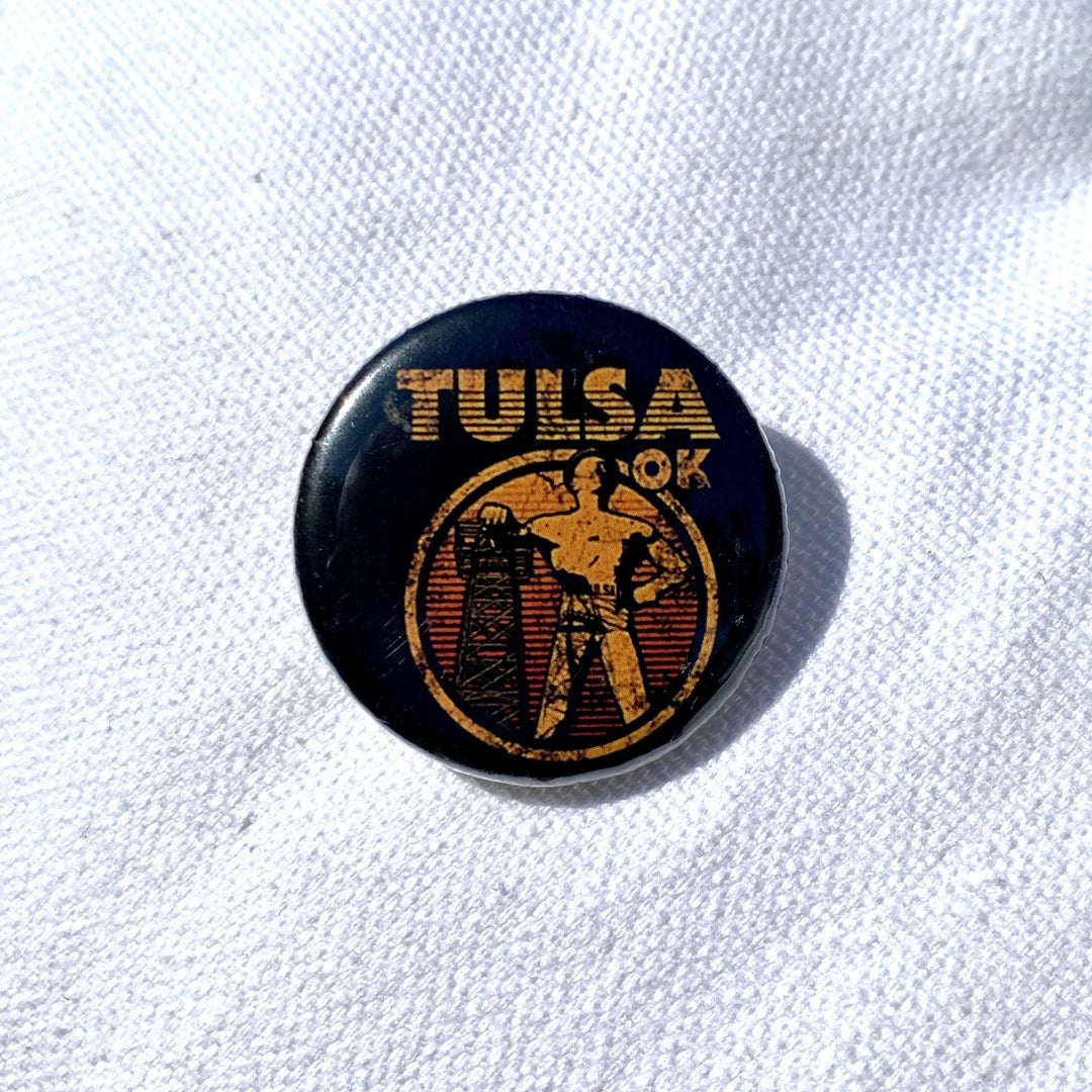 Tulsa Vintage Golden Driller 1.25" Button