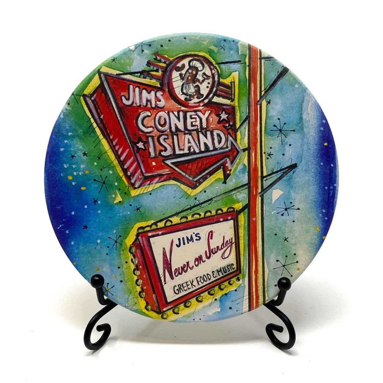 Coaster featuring Jim’s Coney Island, a classic Tulsa diner known for chili dogs