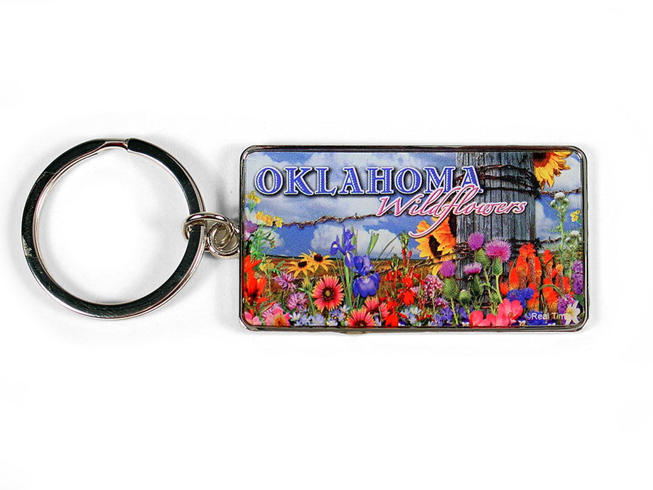 Oklahoma Wildflowers Metal Key Ring Matte