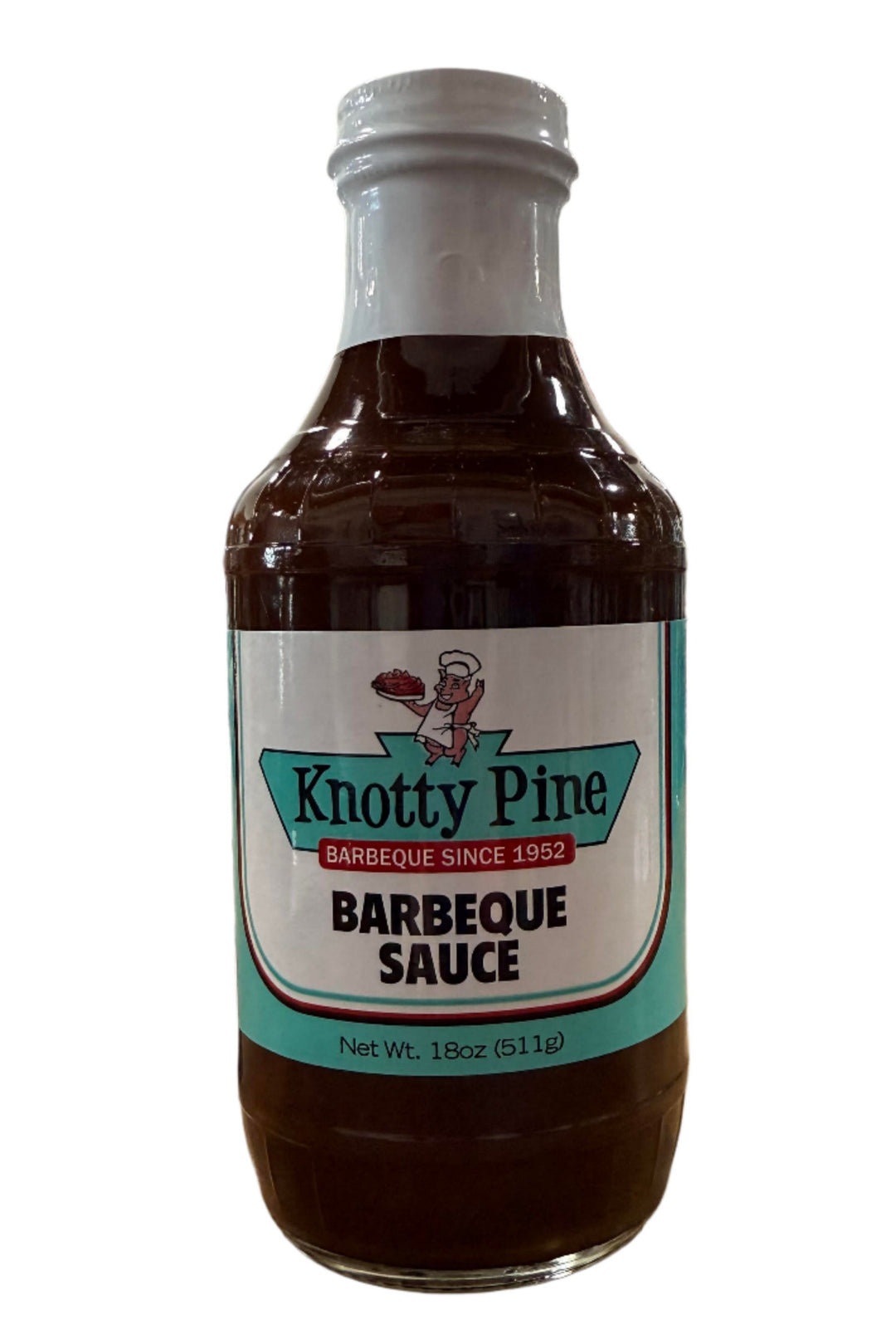 Bottle of Knotty Pine Barbeque Sauce, a classic Oklahoma-made BBQ condiment