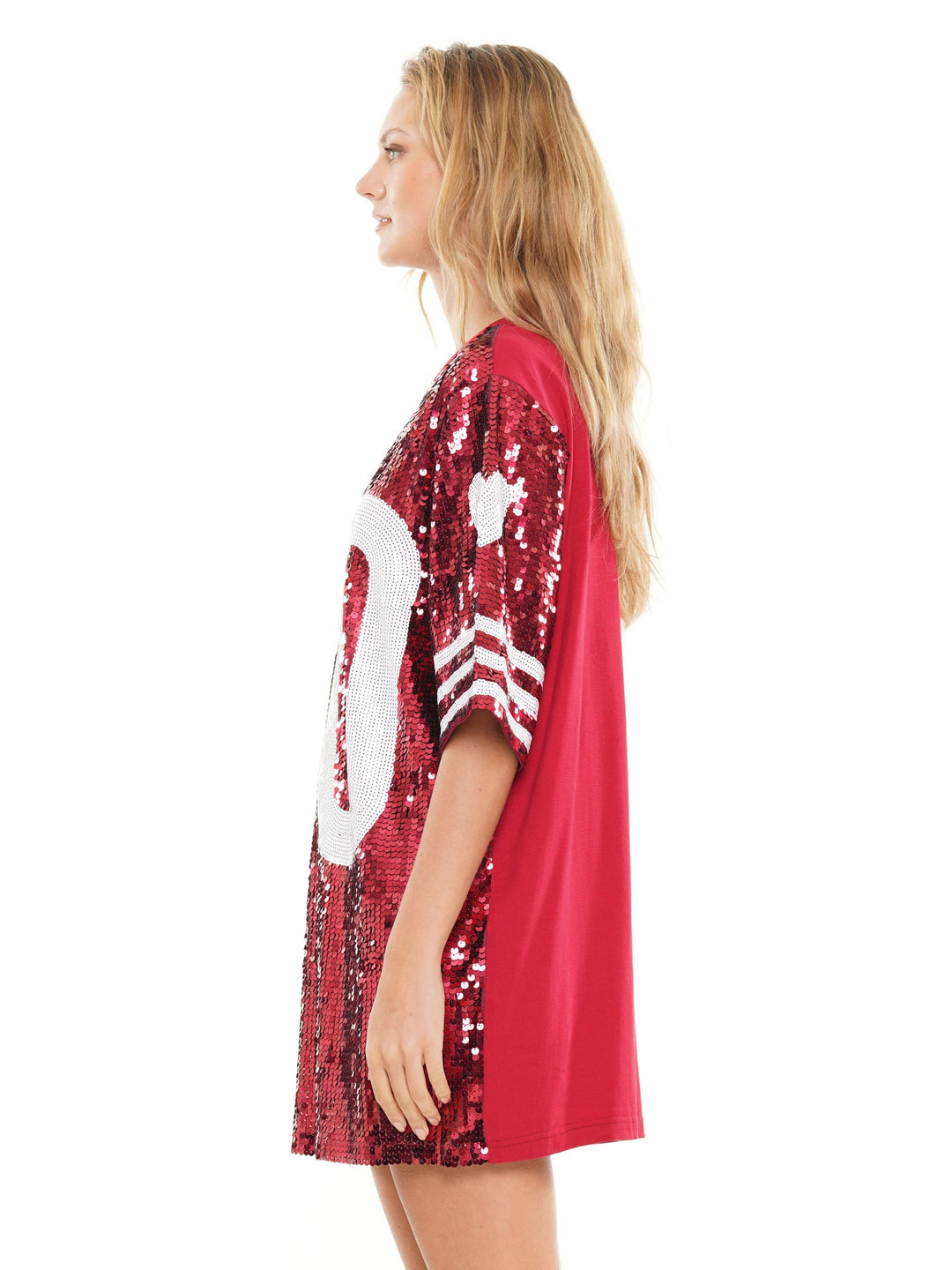 One Size Double Zero Sequin Jersey Dress Crimson/White One Size Double Zero Sequin Jersey Dress Crimson/White