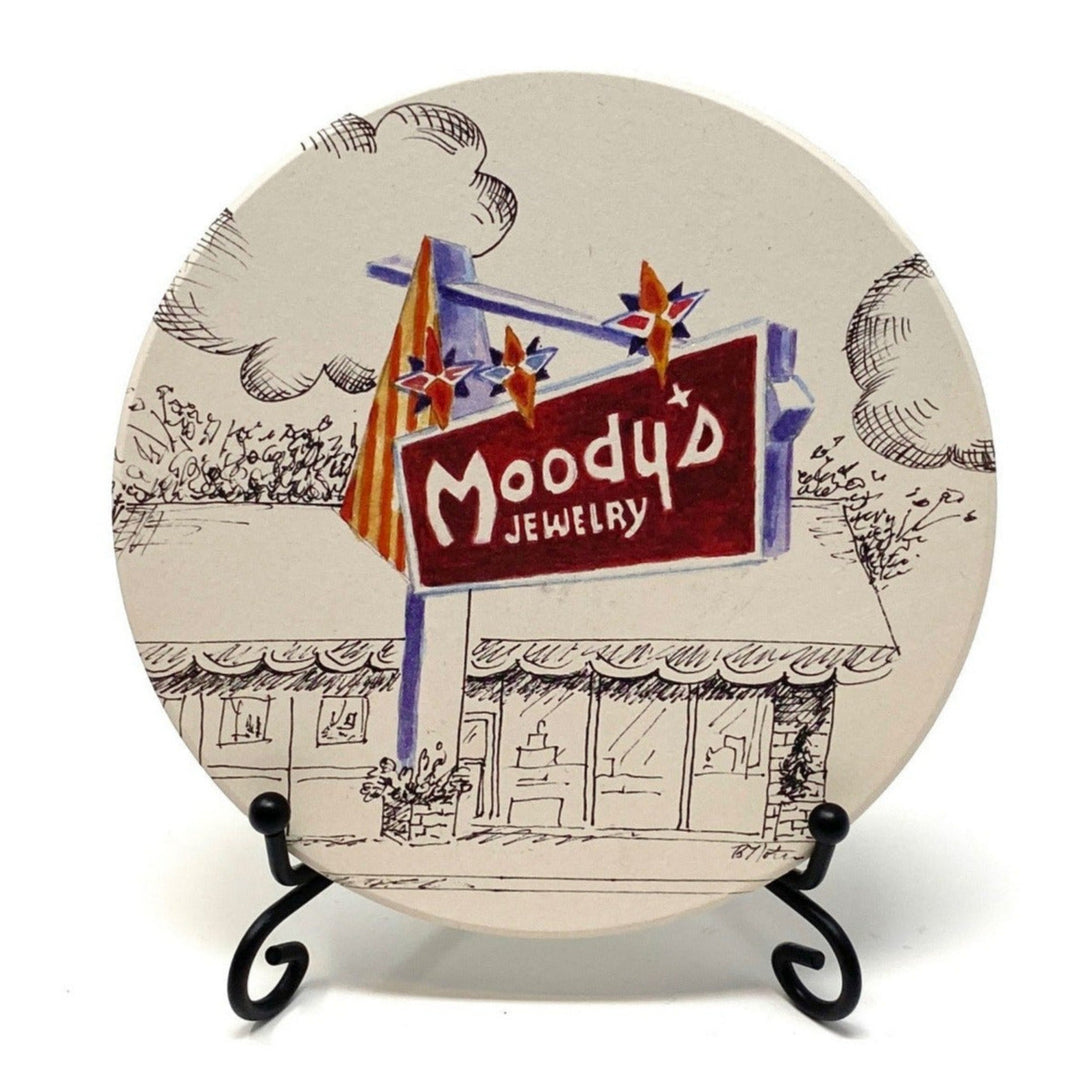 Coaster featuring Moody’s Jewelry design, a Tulsa Oklahoma landmark known for its historic charm