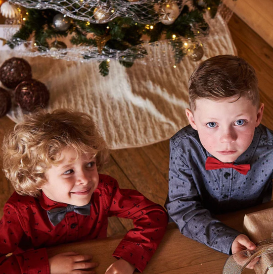 Kid's Holiday Button Down With Bow Tie