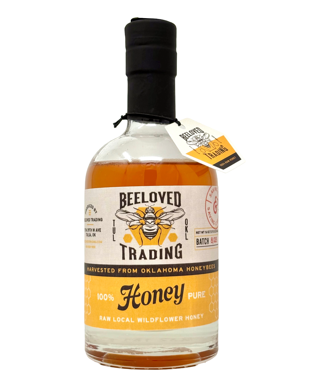 Beeloved Trading wildflower honey, pure Oklahoma-made natural sweetener in 1 lb bottle