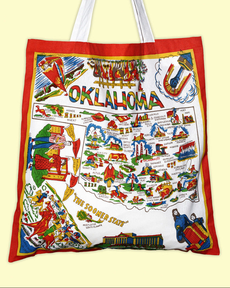 Oklahoma Map Retro Tote - Large
