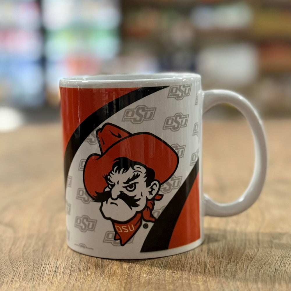 Oklahoma State University mug featuring the classic OSU cowboy design