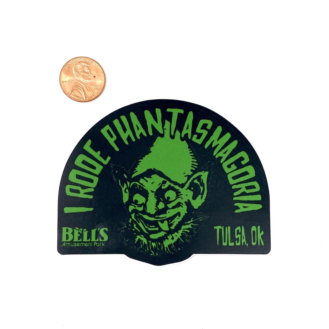 Vinyl sticker featuring retro horror-inspired Phantasmagoria artwork, perfect for laptops or water bottles