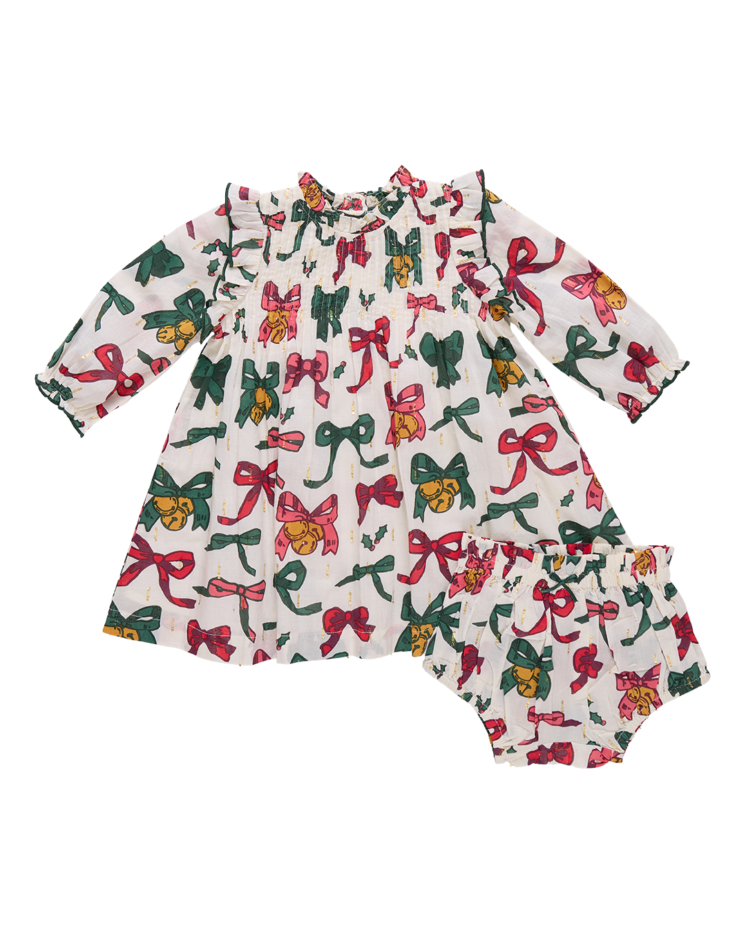 Pink Chicken - Christmas Bows & Bells Jaipur Dress Set Ida Red Pink Chicken - Christmas Bows & Bells Jaipur Dress Set Ida Red