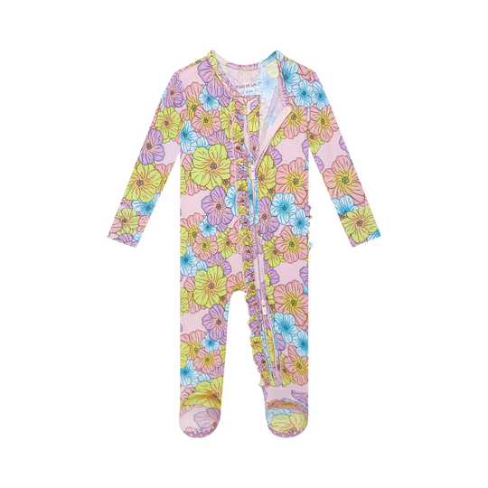 Kourtney - Footie Ruffled Zippered One Piece