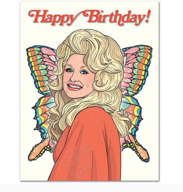 Dolly 70's Butterfly Birthday Card
