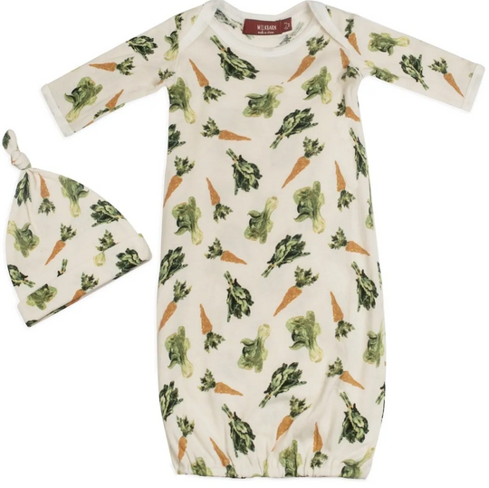 Organic Hat & Gown Artichoke 0-3M