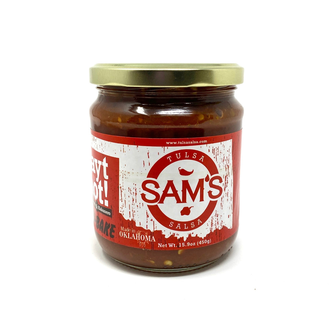 Hot salsa from Sam’s Tulsa Salsa, bold Oklahoma-made condiment for chips and tacos