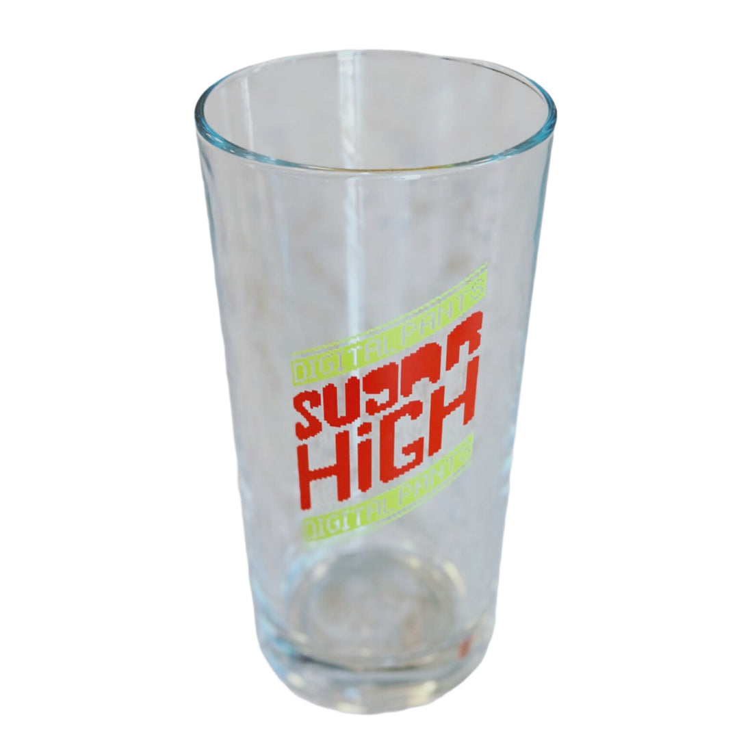 Hanson-themed pint glass with "Sugar High" Digital Pants graphic design