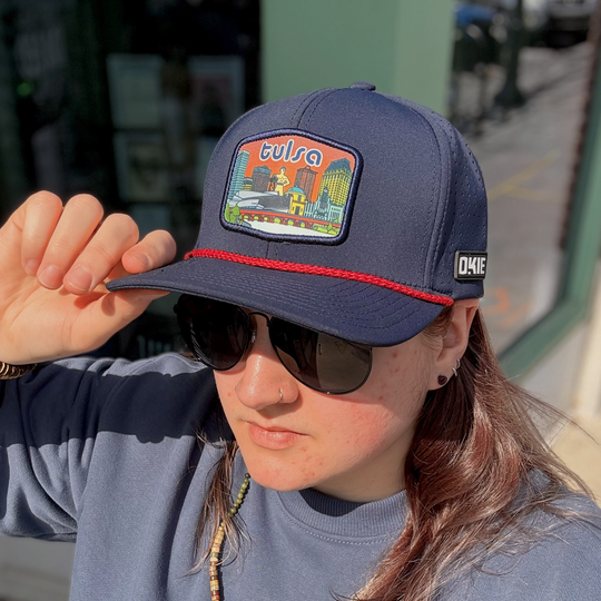 The Okie Brand - Tulsa Navy/Red Roped Performance Hat