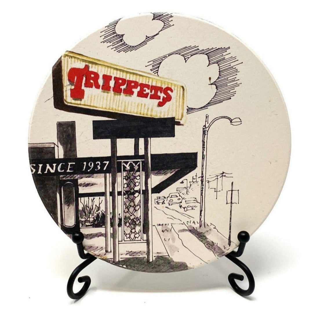 Coaster featuring Trippets Shoe Store – vintage Tulsa retail memorabilia and Oklahoma nostalgia gift