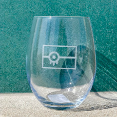 Tulsa Flag wine glass with stemless design – elegant Oklahoma drinkware with local style
