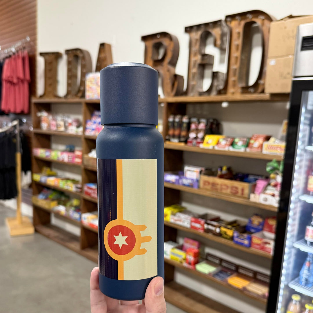 Tulsa Flag Navy Water Bottle