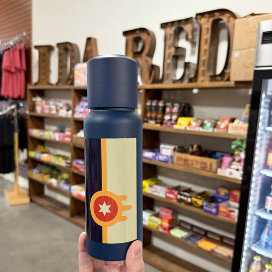 Tulsa Flag Navy Water Bottle