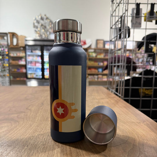 Tulsa Flag Navy Water Bottle