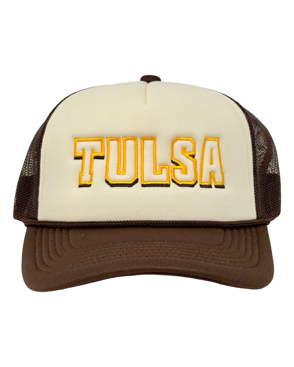 Tulsa Varsity Letters Trucker Hat Cream/Brown