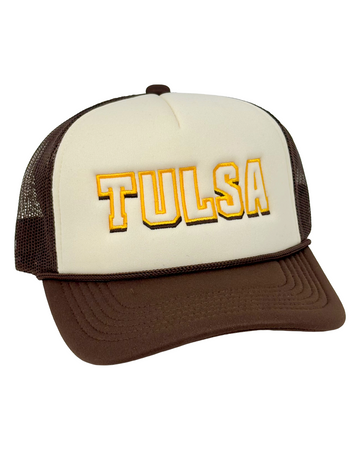 Tulsa Varsity Letters Trucker Hat Cream/Brown