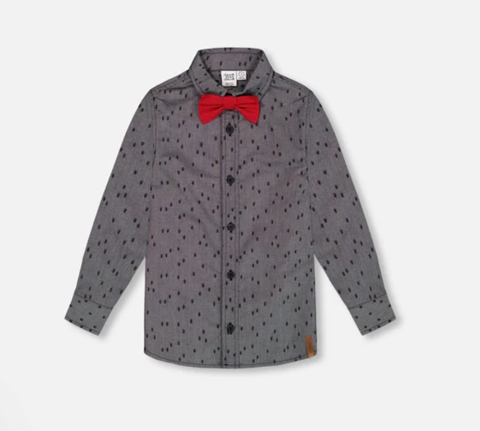 Kid's Holiday Button Down With Bow Tie