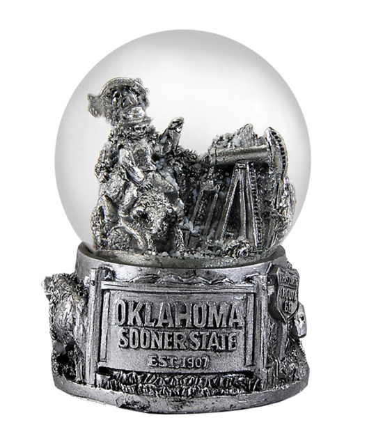 Silver Oklahoma Snow Globe