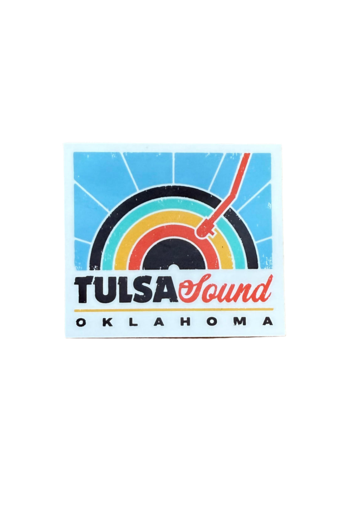 Colorful vintage-style music sticker representing the Tulsa Sound