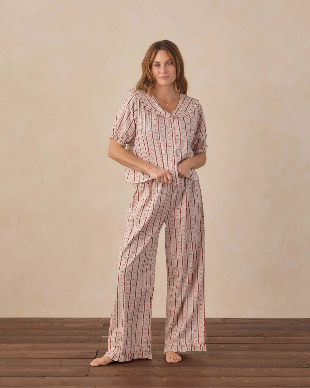 Rylee + Cru - Women's Candy Cane Lane Ruffle Pajama Set