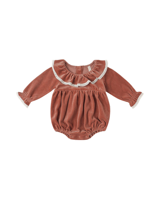 Rylee + Cru - Cranberry Velour Wendy Romper