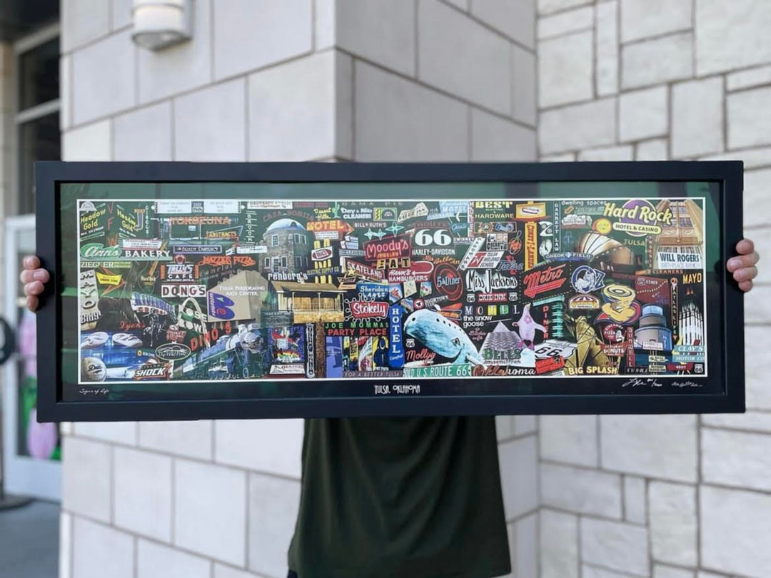 Collage Informational Signage Tulsa Signs of Life Collage Art Print – Ida Red